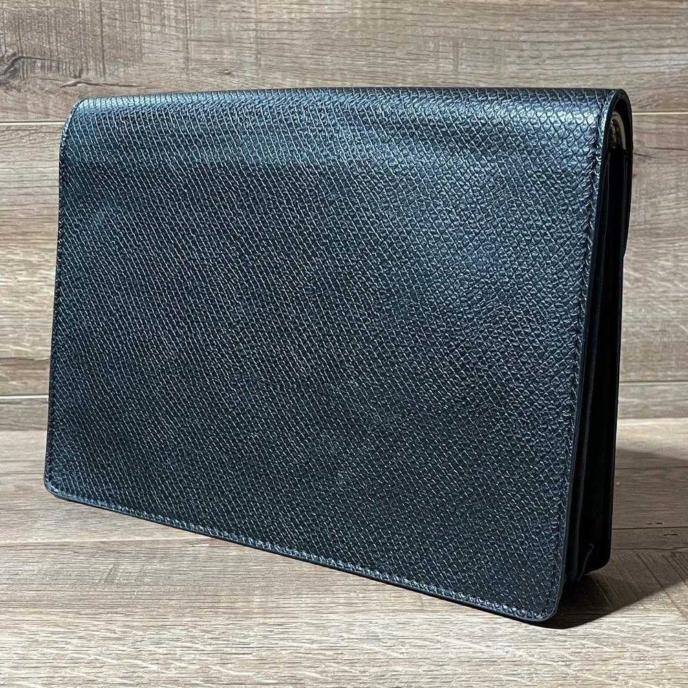 Authentic Bebe Clutch Black and‎ Gold Two Flaps Classic Style Evening Holiday - Picture 6 of 15
